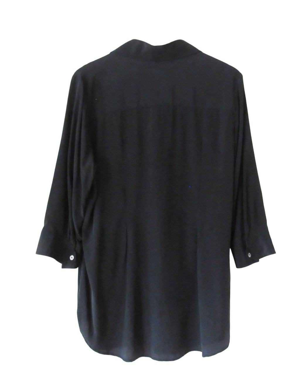 Soft Surroundings Silk Button Down Shirt Tunic Large Black Lagenlook Minimalist - Picture 6 of 8